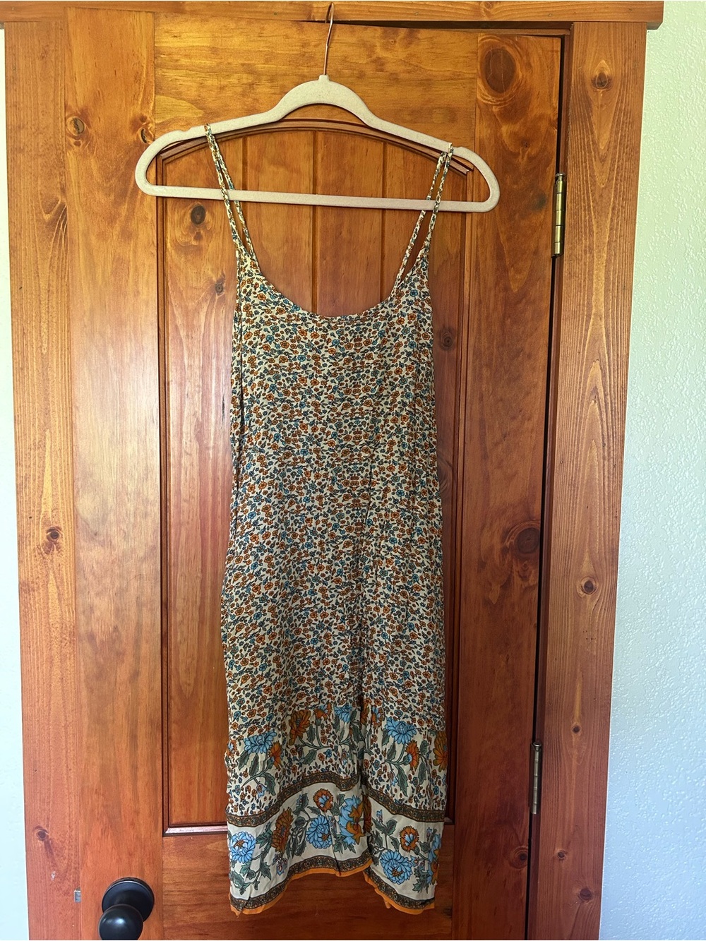 Floral Slip Dress in Blue and Brown